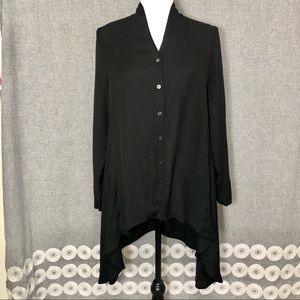 Stella Carakasi Black Button Down Tunic Top
